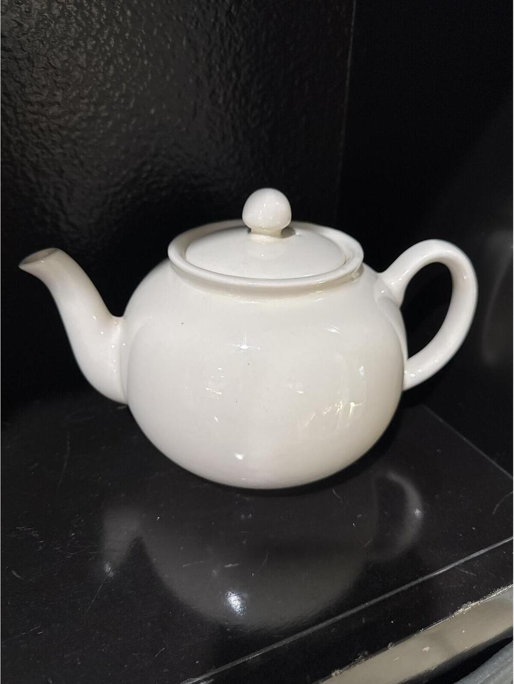 Vintage Pristine England White Ceramic Teapot